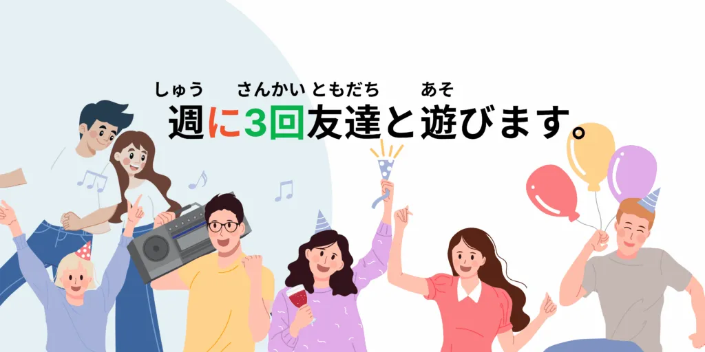 Phrases d'exemples avec la particule ni en japonais pour indiquer la fréquence