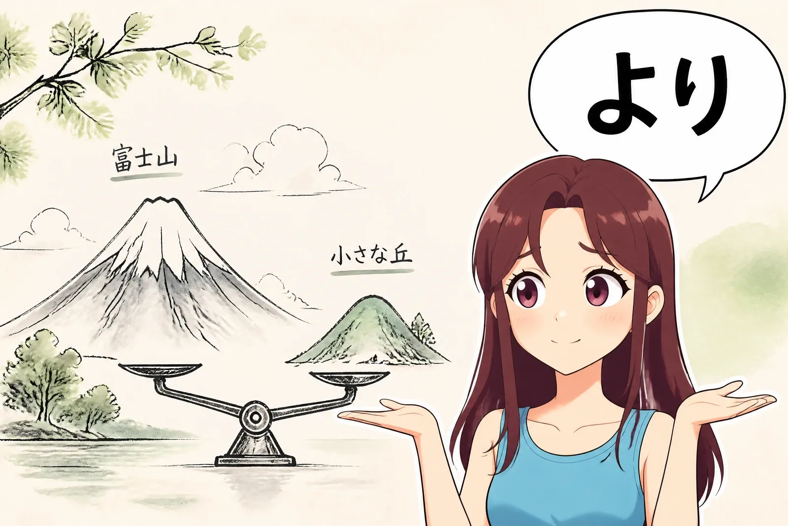 Comparaison avec より
